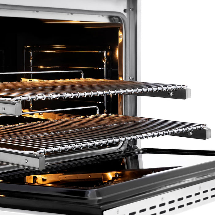 ZLINE Autograph Edition 36 in. 5.2 cu. ft. Paramount Dual Fuel Range with 6 Burner DuoPro™ Cooktop and Electric Convection Oven in Satin Stainless Steel with White Matte Door and Matte Black Accents (PSDRSZ-WM-36-MB)