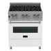 ZLINE 30 in. 4.0 cu. ft. Legacy Dual Fuel Range with 4 Burner Gas Cooktop and Electric Convection Oven in Satin Stainless Steel and White Matte Door (RAS-WM-30)