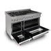 ZLINE 48 in. 6.0 cu. ft. Legacy Dual Fuel Range with 7 Burner Gas Cooktop and 2 Electric Ovens in Satin Stainless Steel and White Matte Doors (RAS-WM-48)