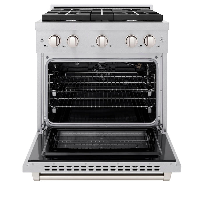 ZLINE 30 in. 4.2 cu. ft. Paramount Gas Range with 4 Burner Cooktop and Convection Gas Oven in Satin Stainless Steel (SGRS-30)