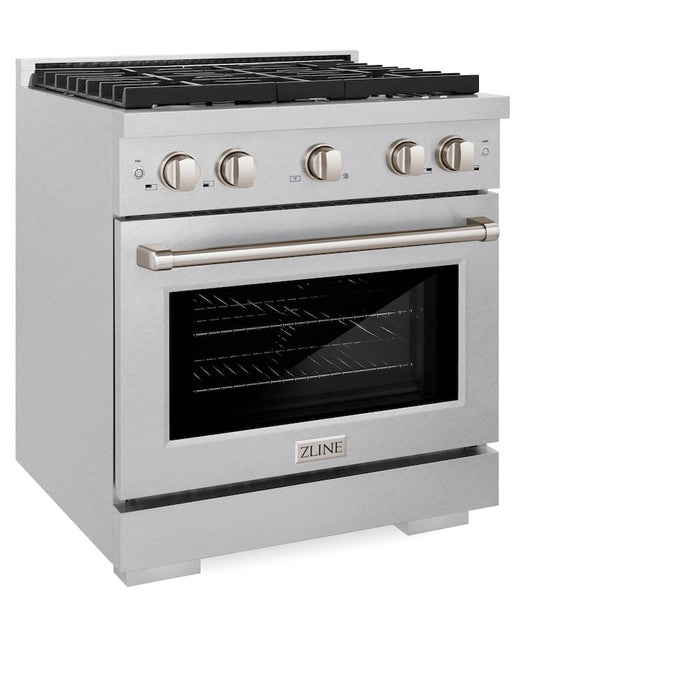 ZLINE 30 in. 4.2 cu. ft. Paramount Gas Range with 4 Burner Cooktop and Convection Gas Oven in Satin Stainless Steel (SGRS-30)