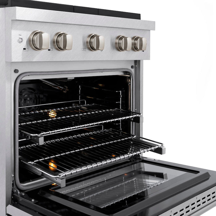 ZLINE 30 in. 4.2 cu. ft. Paramount Gas Range with 4 Burner Cooktop and Convection Gas Oven in Satin Stainless Steel (SGRS-30)