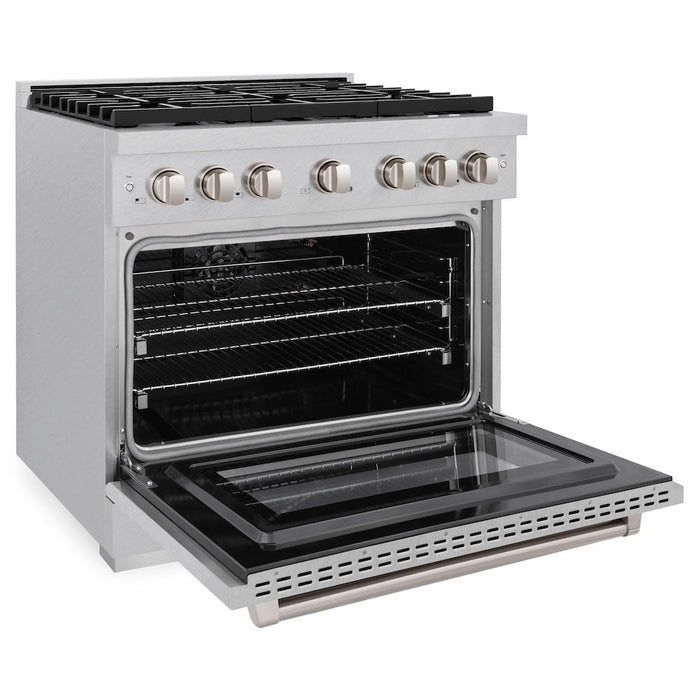 ZLINE 36 in. 5.2 cu. ft. Paramount Gas Range with 6 burner Cooktop and Convection Gas Oven in Satin Stainless Steel (SGRS-36)