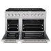 ZLINE 48 in. 6.7 cu. ft. Paramount Double Oven Gas Range with 8 Burner Cooktop in Satin Stainless Steel (SGRS-48)