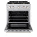 ZLINE 30 in. 4.2 cu. ft. Paramount Gas Range with Convection Gas Oven in Satin Stainless Steel with 4 Brass Burners (SGRS-BR-30)