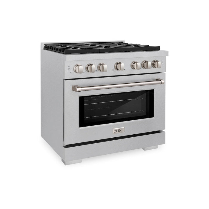 ZLINE 36 in. 5.2 cu. ft. Paramount Gas Range with Convection Gas Oven in Satin Stainless Steel with 6 Brass Burners (SGRS-BR-36)