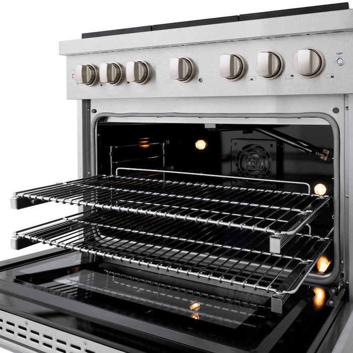 ZLINE 36 in. 5.2 cu. ft. Paramount Gas Range with Convection Gas Oven in Satin Stainless Steel with 6 Brass Burners (SGRS-BR-36)