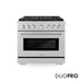 ZLINE 36 in. 5.2 cu. ft. Paramount Gas Range with 6 Burner DuoPro™ Cooktop and Convection Gas Oven in Satin Stainless Steel (PSGRS-36)