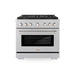 ZLINE 36 in. 5.2 cu. ft. Paramount Gas Range with 6 Burner DuoPro™ Cooktop and Convection Gas Oven in Satin Stainless Steel (PSGRS-36)