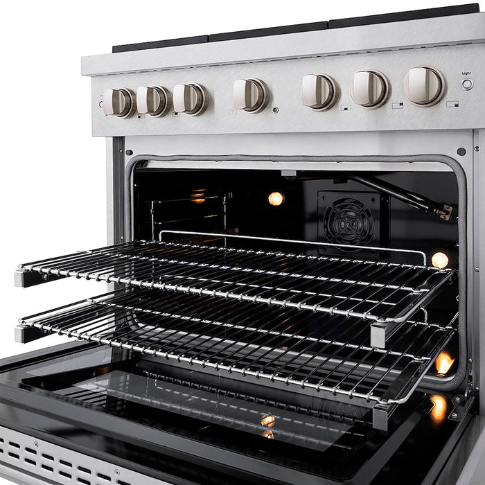 ZLINE 36 in. 5.2 cu. ft. Paramount Gas Range with 6 Burner DuoPro™ Cooktop and Convection Gas Oven in Satin Stainless Steel (PSGRS-36)