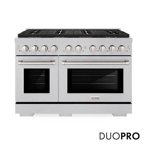 ZLINE 48 in. 6.7 cu. ft. Paramount Gas Range with 8 Burner DuoPro™ Cooktop and Dual Ovens in Satin Stainless Steel (PSGRS-48)