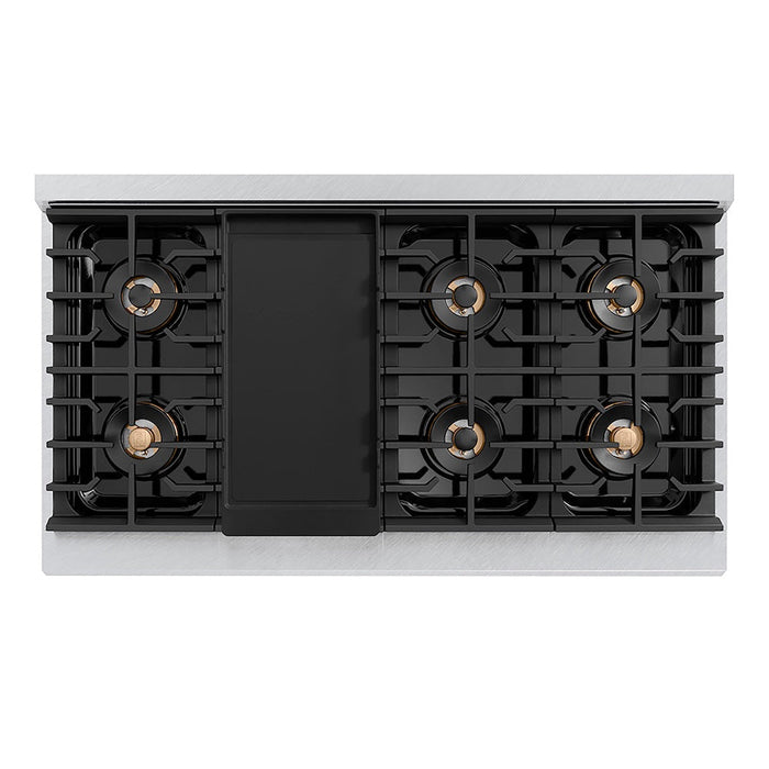 ZLINE 48 in. 6.7 cu. ft. Paramount Gas Range with 8 Burner DuoPro™ Cooktop and Dual Ovens in Satin Stainless Steel (PSGRS-48)