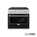 ZLINE 36 in. 5.2 cu. ft. Paramount Gas Range with 6 Burner DuoPro™ Cooktop and Convection Gas Oven in Satin Stainless Steel with Black Matte Door (PSGRS-BLM-36)