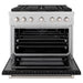 ZLINE 36 in. 5.2 cu. ft. Paramount Gas Range with 6 Burner DuoPro™ Cooktop and Convection Gas Oven in Satin Stainless Steel with Black Matte Door (PSGRS-BLM-36)