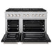 ZLINE 48 in. 6.7 cu. ft. Paramount Gas Range with 8 Burner DuoPro™ Cooktop and Dual Ovens in Satin Stainless Steel with Black Matte Doors (PSGRS-BLM-48)