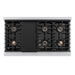 ZLINE 48 in. 6.7 cu. ft. Paramount Gas Range with 8 Burner DuoPro™ Cooktop and Dual Ovens in Satin Stainless Steel with Black Matte Doors (PSGRS-BLM-48)