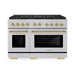 ZLINE Autograph Edition 48 in. 6.7 cu. ft. Paramount Gas Range with 8 Burner DuoPro™ Cooktop and Dual Ovens in Satin Stainless Steel and Polished Gold Accents (PSGRSZ-48-G)