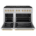 ZLINE Autograph Edition 48 in. 6.7 cu. ft. Paramount Gas Range with 8 Burner DuoPro™ Cooktop and Dual Ovens in Satin Stainless Steel and Polished Gold Accents (PSGRSZ-48-G)
