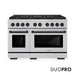 ZLINE Autograph Edition 48 in. 6.7 cu. ft. Paramount Gas Range with 8 Burner DuoPro™ Cooktop and Dual Ovens in Satin Stainless Steel and Matte Black Accents (PSGRSZ-48-MB)