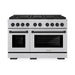 ZLINE Autograph Edition 48 in. 6.7 cu. ft. Paramount Gas Range with 8 Burner DuoPro™ Cooktop and Dual Ovens in Satin Stainless Steel and Matte Black Accents (PSGRSZ-48-MB)