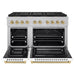 ZLINE Autograph Edition 48 in. 6.7 cu. ft. Paramount Gas Range with 8 Burner DuoPro™ Cooktop and Dual Ovens in Satin Stainless Steel with White Matte Doors and Champagne Bronze Accents (PSGRSZ-WM-48-CB)