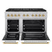 ZLINE Autograph Edition 48 in. 6.7 cu. ft. Paramount Gas Range with 8 Burner DuoPro™ Cooktop and Dual Ovens in Satin Stainless Steel with White Matte Doors and Polished Gold Accents (PSGRSZ-WM-48-G)
