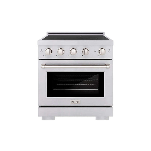 ZLINE 30 in. 4.2 cu. ft. Paramount Induction Range with 4 Element Cooktop and Electric Convection Oven in Satin Stainless Steel (SINRS-30)