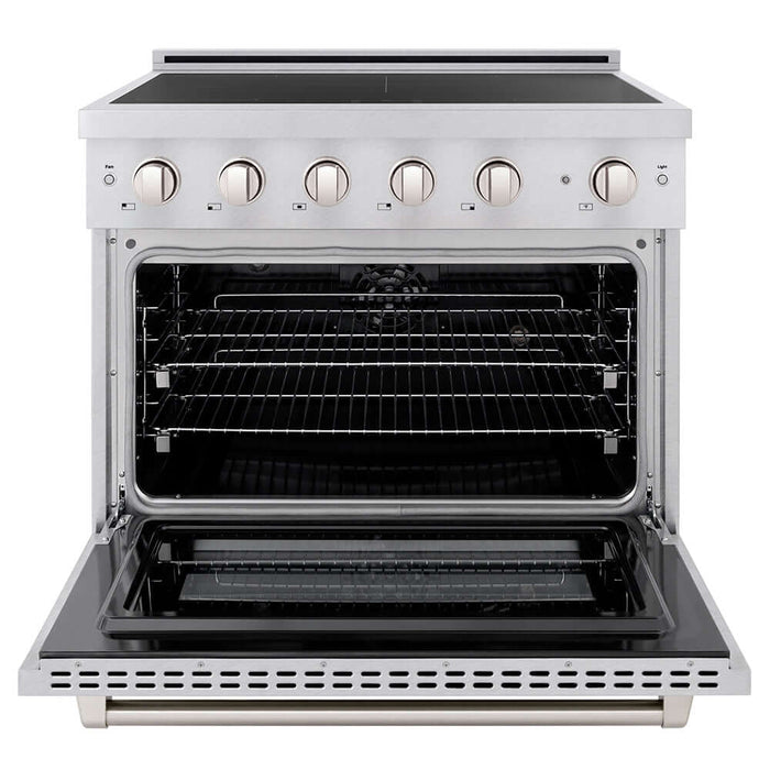 ZLINE 36 in. 5.2 cu. ft. Paramount Induction Range with 5 Element Cooktop and Electric Convection Oven in Satin Stainless Steel (SINRS-36)