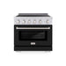 ZLINE 36 in. 5.2 cu. ft. Paramount Induction Range with 5 Element Cooktop and Electric Convection Oven in Satin Stainless Steel with Black Matte Door (SINRS-BLM-36)