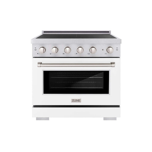 ZLINE 36 in. 5.2 cu. ft. Paramount Induction Range with 5 Element Cooktop and Electric Convection Oven in Satin Stainless Steel with White Matte Door (SINRS-WM-36)