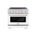 ZLINE 36 in. 5.2 cu. ft. Paramount Induction Range with 5 Element Cooktop and Electric Convection Oven in Satin Stainless Steel with White Matte Door (SINRS-WM-36)