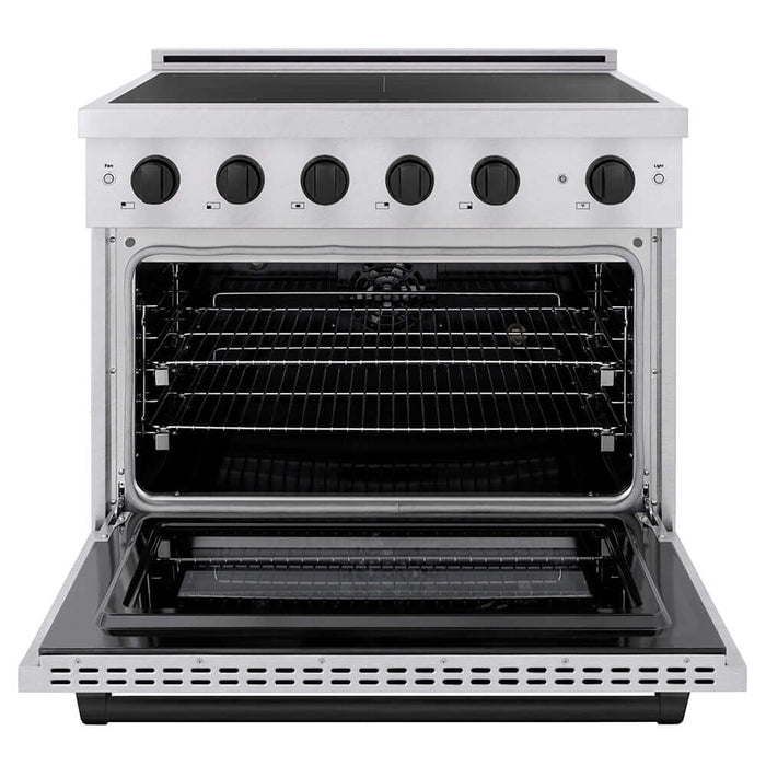 ZLINE Autograph Edition 36 in. 5.2 cu. ft. Paramount Induction Range with 5 Element Cooktop and Electric Convection Oven in Satin Stainless Steel with Matte Black Accents (SINRSZ-36-MB)