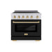 ZLINE Autograph Edition 36 in. 5.2 cu. ft. Paramount Induction Range with 5 Element Cooktop and Electric Convection Oven in Satin Stainless Steel with Black Matte Door and Polished Gold Accents (SINRSZ-BLM36-G)