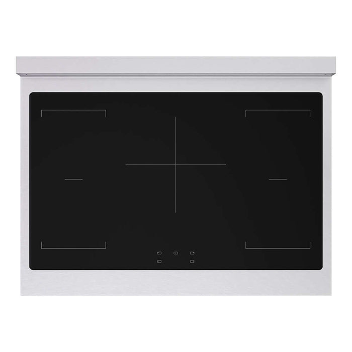 ZLINE Autograph Edition 36 in. 5.2 cu. ft. Paramount Induction Range with 5 Element Cooktop and Electric Convection Oven in Satin Stainless Steel with White Matte Door and Champagne Bronze Accents (SINRSZ-WM-36-CB)