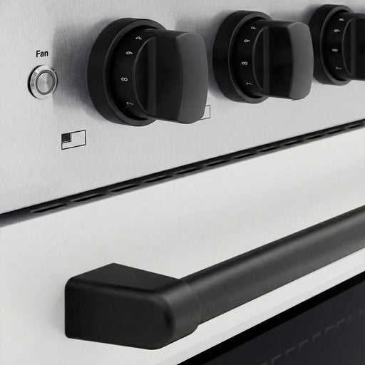ZLINE Autograph Edition 36 in. 5.2 cu. ft. Paramount Induction Range with 5 Element Cooktop and Electric Convection Oven in Satin Stainless Steel with White Matte Door and Matte Black Accents (SINRSZ-WM-36-MB)