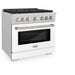 ZLINE 36 in. 5.2 cu. ft. Paramount Dual Fuel Range with 6 Burner Gas Cooktop and Electric Convection Oven in Satin Stainless Steel with White Matte Door (SDRS-WM-36)