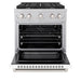ZLINE 30 in. 4.2 cu. ft. Paramount Gas Range with 4 Burner Cooktop and Convection Gas Oven in Satin Stainless Steel with White Matte Door (SGRS-WM-30)