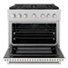 ZLINE 36 in. 5.2 cu. ft. Paramount Gas Range with 6 Burner Cooktop and Convection Gas Oven in Satin Stainless Steel with White Matte Door (SGRS-WM-36)