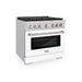 ZLINE 36 in. 5.2 cu. ft. Paramount Gas Range with 6 Burner Cooktop and Convection Gas Oven in Satin Stainless Steel with White Matte Door (SGRS-WM-36)