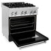 ZLINE 30 in. 4.0 cu. ft. Legacy Dual Fuel Range with 4 Burner Gas Cooktop and Electric Convection Oven in Stainless Steel and Black Matte Door (RA-BLM-30)