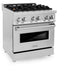 ZLINE 30 in. 4.0 cu. ft. Legacy Dual Fuel Range with Gas Cooktop and Electric Convection Oven in Stainless Steel with 4 Brass Burners (RA-BR-30)
