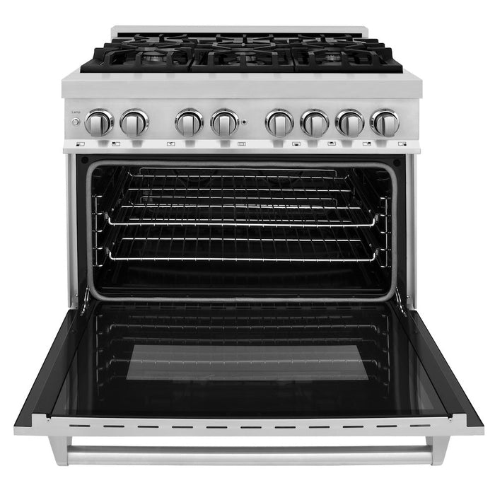 ZLINE 36 in. 4.6 cu. ft. Legacy Dual Fuel Range with 6 Burner Gas Cooktop and Electric Convection Oven in Stainless Steel (RA36)