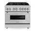 ZLINE 36 in. 4.6 cu. ft. Legacy Dual Fuel Range with 6 Burner Gas Cooktop and Electric Convection Oven in Stainless Steel (RA36)