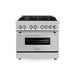 ZLINE 36 in. 4.6 cu. ft. Legacy Dual Fuel Range with 6 Burner Gas Cooktop and Electric Convection Oven in Stainless Steel (RA36)
