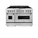 ZLINE 48 in. 6.0 cu. ft. Legacy Dual Fuel Range with 7 Burner Gas Cooktop and 2 Electric Ovens in Stainless Steel with Reversible Griddle (RA-GR-48)