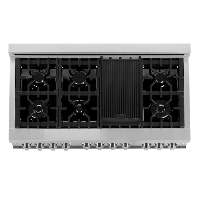ZLINE 48 in. 6.0 cu. ft. Legacy Dual Fuel Range with 7 Burner Gas Cooktop and 2 Electric Ovens in Stainless Steel with Reversible Griddle (RA-GR-48)