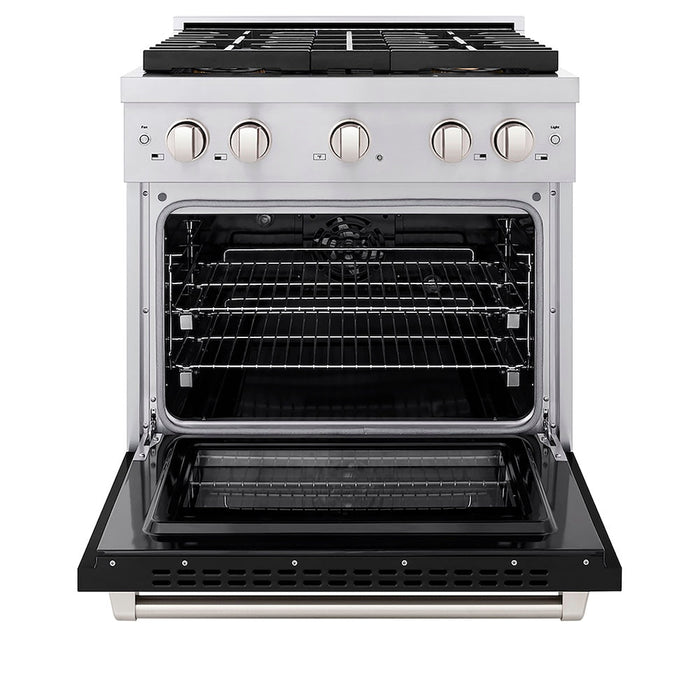ZLINE 30 in. 4.2 cu. ft. Paramount Dual Fuel Range with 4 Burner DuoPro™ Cooktop and Electric Convection Oven with Black Matte Door (PSDR-BLM-30)