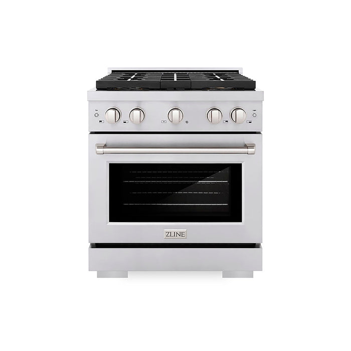 ZLINE 30 in. 4.2 cu. ft. Paramount Dual Fuel Range with 4 Burner DuoPro™ Cooktop and Electric Convection Oven in Stainless Steel (PSDR30)
