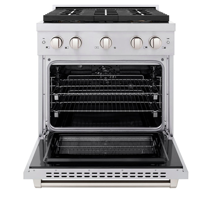ZLINE 30 in. 4.2 cu. ft. Paramount Dual Fuel Range with 4 Burner DuoPro™ Cooktop and Electric Convection Oven in Stainless Steel (PSDR30)