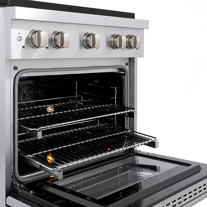 ZLINE 30 in. 4.2 cu. ft. Paramount Dual Fuel Range with 4 Burner DuoPro™ Cooktop and Electric Convection Oven in Stainless Steel (PSDR30)